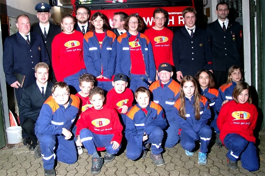 Unsere Kids mit Betreuern bei der JHV der Lschgruppe am 17.01.03... ohne Didi