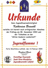 Urkunde Jugendflamme 1